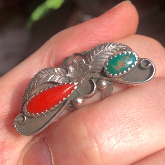 Sterling silver, turquoise, and coral ring!!! - Picture 3 of 9